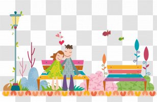 Cartoon Dating Significant Other Illustration - Drawing - Play Men And Women In The Park Vector Transparent PNG