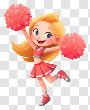 Cartoon Cheerleader Girl - Pink Cheerleader Cartoon Girl Transparent PNG