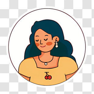 Woman - Woman With Cherry Necklace Illustration Transparent PNG