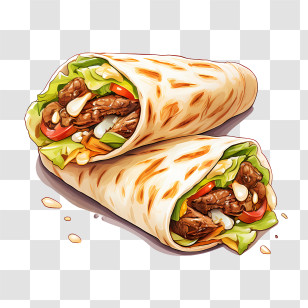 National Shawarma Day - Delicious Shawarma Wraps With Vegetables Transparent PNG