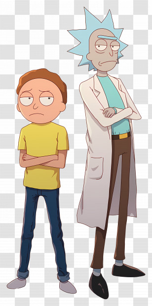 Rick And Morty - Animated Scientist And Boy Duo Illustration Transparent PNG