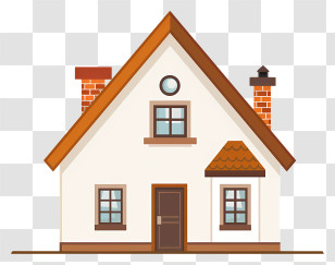 Brown Roof - Illustration Of A House With Chimney Transparent PNG