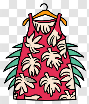 Pink Dress - Red Dress With Leaves And Sleeveless Design Transparent PNG