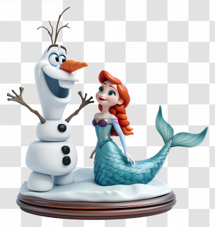 Frozen Olaf - Mermaid And Snowman Figures In Whimsical Style Transparent PNG