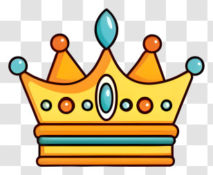 Crown - Yellow Cartoon Crown With Jewels Illustration Transparent PNG