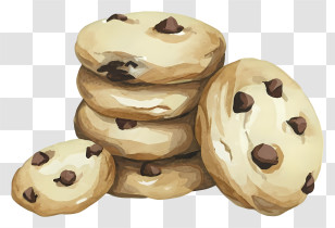 Chocolate Chip Cookies - Stack Of Chocolate Chip Cookies Illustration Transparent PNG