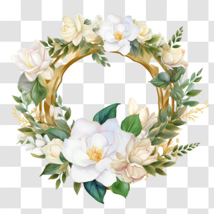 Gardenia Flower Wreath
 - Elegant Floral Wreath With White Magnolias Transparent PNG