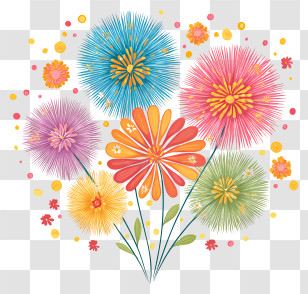 Celebration Fireworks - Colorful Flower Bouquet Transparent PNG