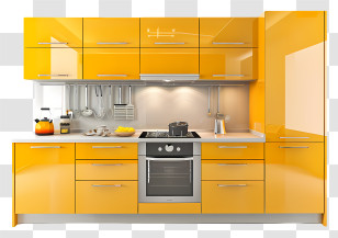 Modern Kitchen - Modern Yellow Kitchen Design Transparent PNG