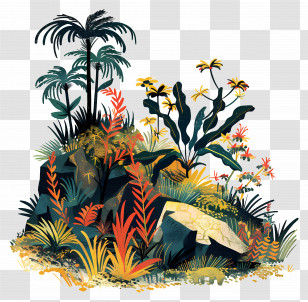 Nature Background - Exotic Jungle Landscape Illustration Transparent PNG