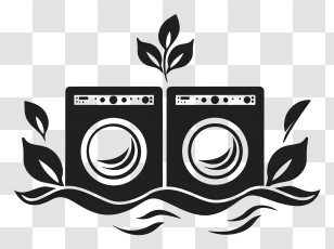 Laundry Day - Washing Machines With Leaves Transparent PNG