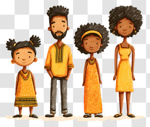African Family Doodle - Family In Traditional Clothing Illustration Transparent PNG