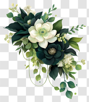 Green Cascade Bouquet - White And Green Floral Arrangement Transparent PNG