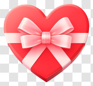Red Heart Box - Heart-Shaped Gift Box With Bow Transparent PNG