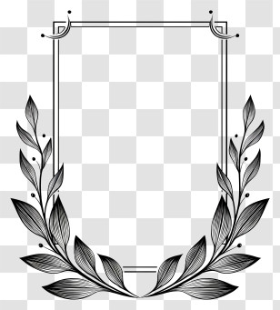 Minimalist Line Art Border - Decorative Frame With Leaves Transparent PNG