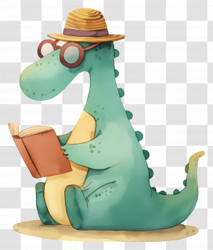 Dinosaur Reading Book - Reading Dinosaur Cartoon Character Transparent PNG
