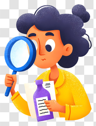 Woman Examining Product Label - Person Inspecting Product Label Transparent PNG