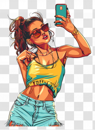 Woman Taking Selfie - Girl Taking A Selfie Transparent PNG