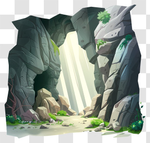 Cave In The Light - Cartoon Cave With Sunlight View Transparent PNG
