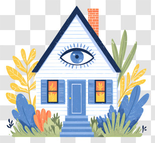 House With Eyes - Cartoon House With Eye Transparent PNG