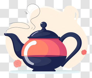 Teapot - Black And Orange Tea Pot Illustration Transparent PNG