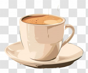 Coffee - Beige Coffee Cup And Saucer Illustration Transparent PNG