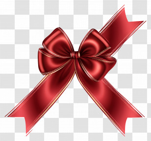 Gift Ribbon - Elegant Red Bow Ribbon Decoration Transparent PNG