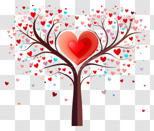 Tree With Hearts - Heart Tree With Colorful Hearts Decoration Transparent PNG