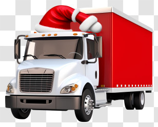 Delivery Truck - Truck With Santa Hat For Christmas Celebration Transparent PNG