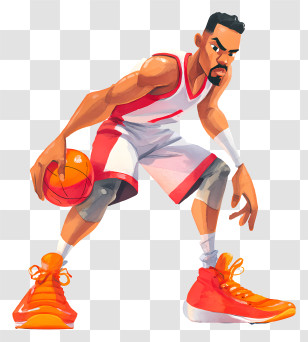 Basketball Player - Dynamic Basketball Player Illustration Transparent PNG