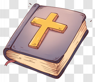 Bible - Illustrated Bible With A Golden Cross On The Cover Transparent PNG