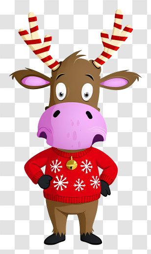 Cartoon Reindeer - Cute Reindeer In Christmas Sweater Transparent PNG