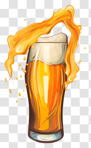 Beer - Beer Glass With Energetic Foam Splash Transparent PNG