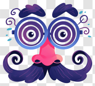 Fools Day Comic Mask - Funny Glasses With Mustache Transparent PNG