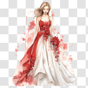 Wedding Dress
 - Elegant Woman In Red And White Dress Transparent PNG