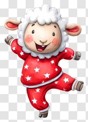 Dancing Sheep - Cheerful Sheep In Star Pajamas Transparent PNG