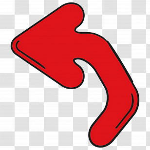 Doodle Arrow - Red Arrow Turning Left Cartoon Illustration Transparent PNG