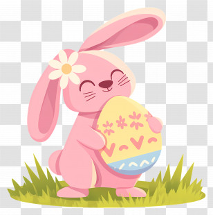 Easter Bunny - Pink Bunny With Easter Egg Cartoon Illustration Transparent PNG