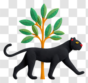 Panther At Zoo - Black Panther And Tree Illustration Transparent PNG