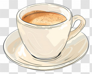 Espresso Coffee - Cup Of Coffee Illustration With Saucer Transparent PNG
