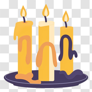 Candlemas - Yellow Wax Candles On A Plate For A Cozy Ambience Transparent PNG