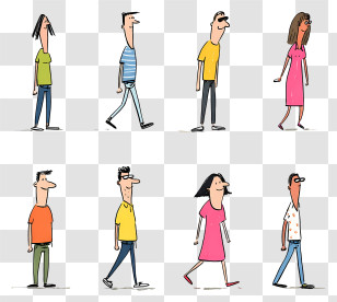 Cartoon People - Walking People Cartoon Characters Transparent PNG