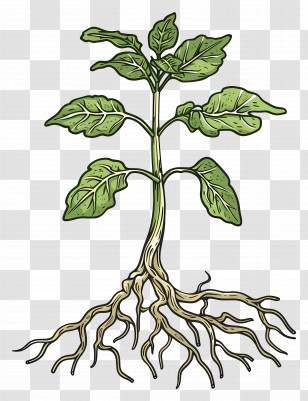 Plant Root - Plant With Detailed Visible Roots Illustration Transparent PNG