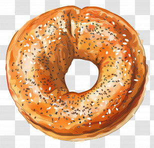 Bagel - Bagel With Sesame And Poppy Seeds Transparent PNG