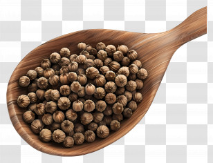 Coriander Seeds - Wooden Spoon Filled With Aromatic Spices Transparent PNG