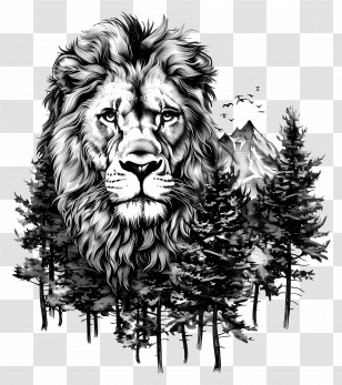 Lion - Majestic Lion In Forest Transparent PNG