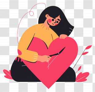 Woman Mending Broken Heart - Woman Creating Art With Heart Transparent PNG