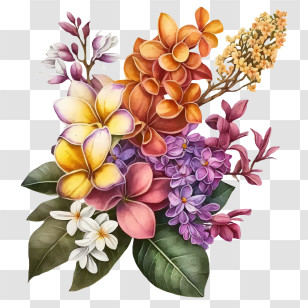 Hand Painted Champa
 - Colorful Flower Bouquet Illustration Transparent PNG