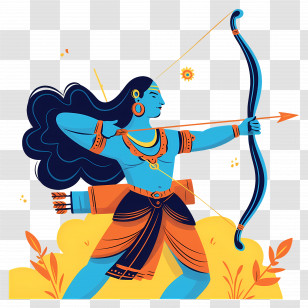 Dussehra - Archer Woman In Mythological Illustration Transparent PNG