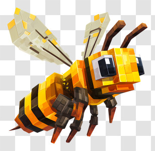 Minecraft Bee - Blocky Bee In Pixel Style Transparent PNG